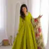 ZD 10024 Mahendi Roman Silk Chanderi Anarkali Suit with Thread Embroidery & Embroidery Work. Special Price ₹2399. Delivery 4-6 Working Days. Shop now. | Anarkali Suits, Bollywood Anarkali, Creative-Anarkali, Designer Anarkali, Embroidered Anarkali, Party Wear Anarkali