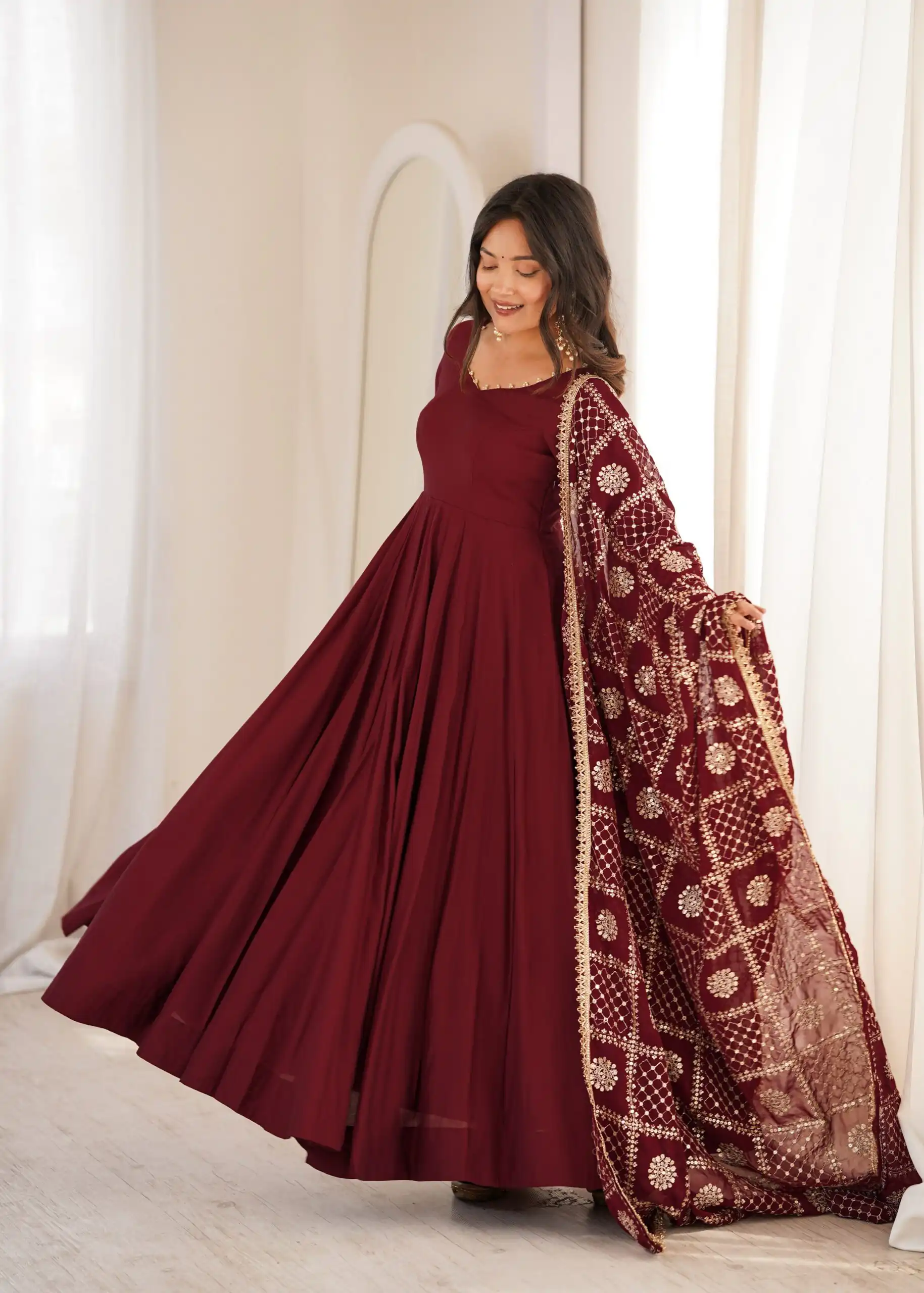KB 313 Marooni Anarkali Suit with Thread Embroidery & Embroidery Work. Special Price ₹2299. Delivery 4-6 Working Days. Shop now. | Anarkali Suits, Bollywood Anarkali, Creative-Anarkali, Designer Anarkali, Embroidered Anarkali, Party Wear Anarkali