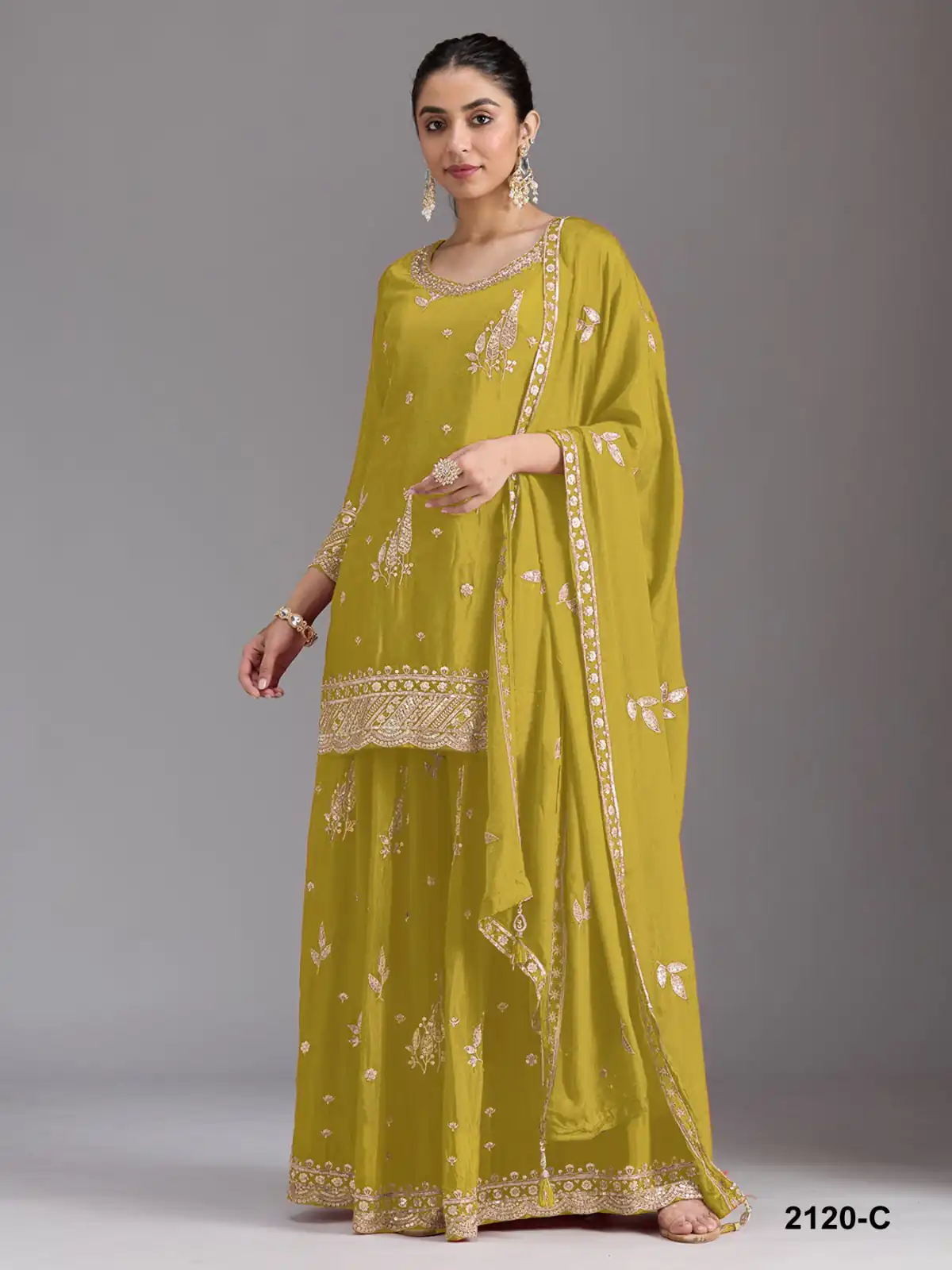 FC 2120 Mustered Color chinon Print Silk with Dall Crepe Sharara Suit Wedding, Party, Festive, Events Etc. Expected Delivery 4-6 Working Days @2399/- | Jump Suits, Straight Suits, Casual Suits, Creative suits, Designer Suits, Palazzo Suits, Party Wear Suits, Patiala Suits, Salwar suit