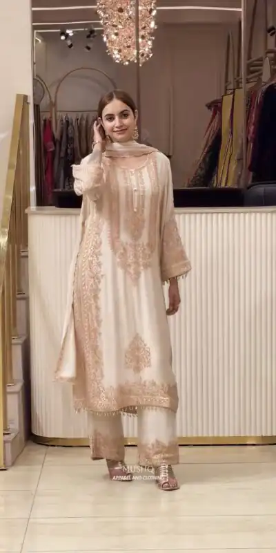 SR 1716 Off White Colour Faux Georgette Salwar Suit with Lace Work. Introductory Price ₹2449. Delivery 4-6 Working Days. Shop now. | Jump Suits, Straight Suits, Casual Suits, Creative suits, Designer Suits, Palazzo Suits, Party Wear Suits, Patiala Suits, Salwar suit