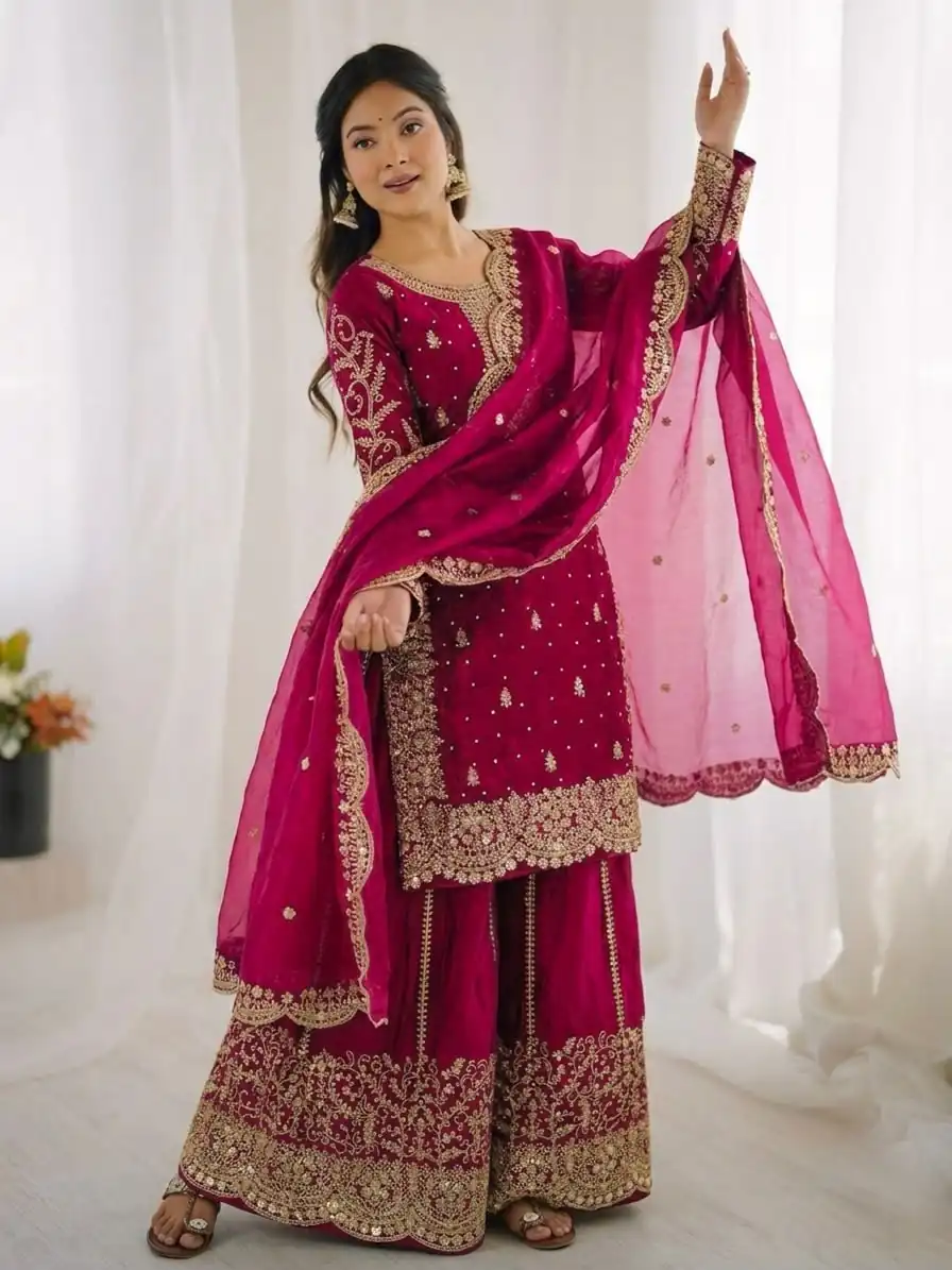 ZSR 3167 Pink Fendy Silk Salwar Suitwith Embroidery Work & Lace Work. Now at just ₹2149. Delivery 4-6 Working Days. Shop now. | Jump Suits, Straight Suits, Casual Suits, Creative suits, Designer Suits, Palazzo Suits, Party Wear Suits, Patiala Suits, Salwar suit