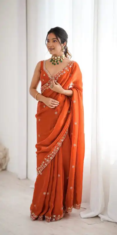 SP 61 Rust Color Fendy Silk Saree With Sequins Work. Wedding, Party, Festive, Events Get it for ₹2149. Delivery 4-6 Working Days. Online Best Shop now. | Bollywood Sarees, Creative Sarees, Designer Sarees, Embroidered Sarees, Ethnic Saree, Modern Digital sarees, Party Wear Sarees, Sarees