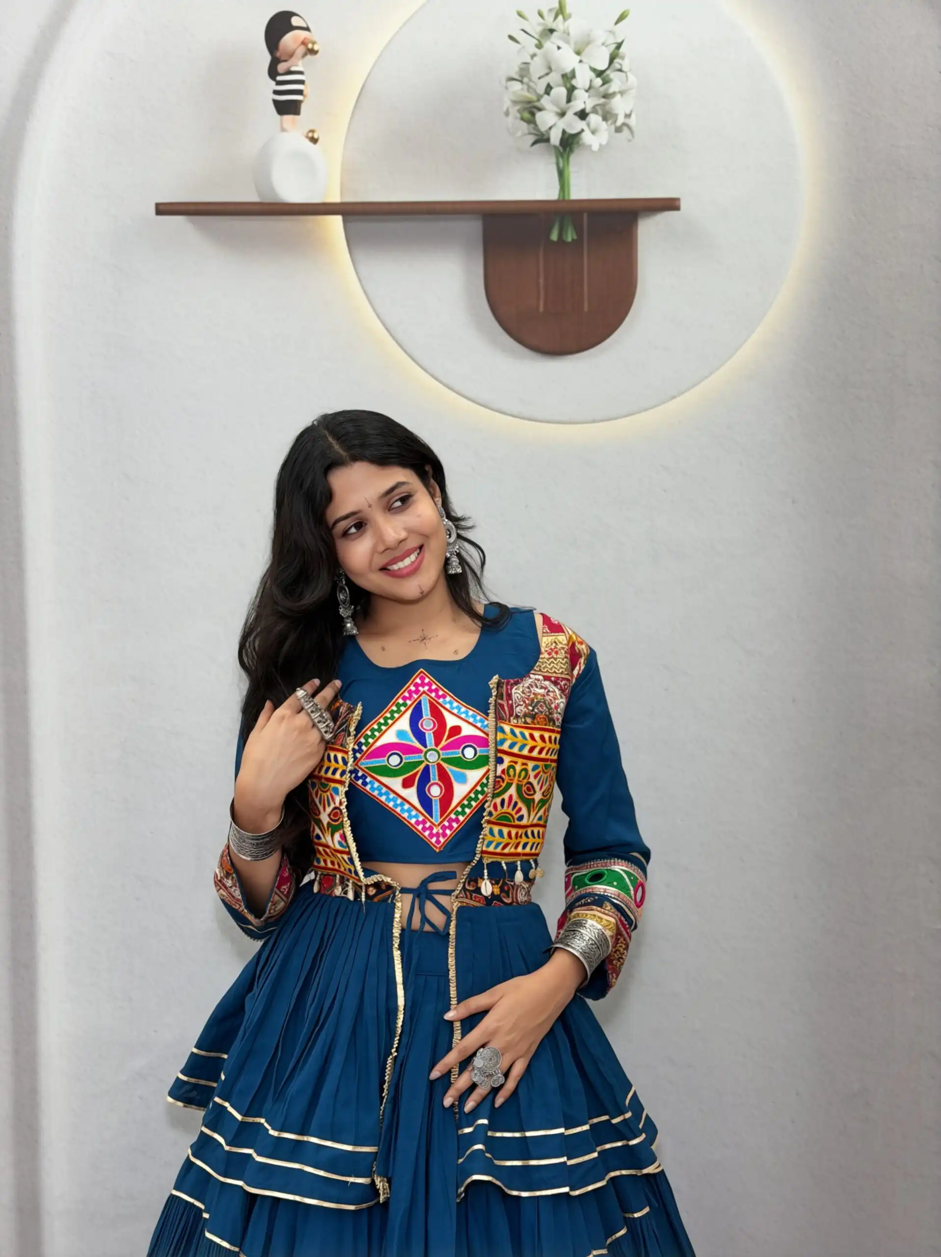 Ram 120 Teal in Pure Cotton Mirror Work & Gamthi Work Lehenga Choli . Exclusive Offer ₹3049. Delivery 4-6 Working Days. Shop now. | Bollywood Lehenga, Creative Lehenga, Designer Lehenga, Embroidered Lehenga, Lehenga, Party Wear Lehenga