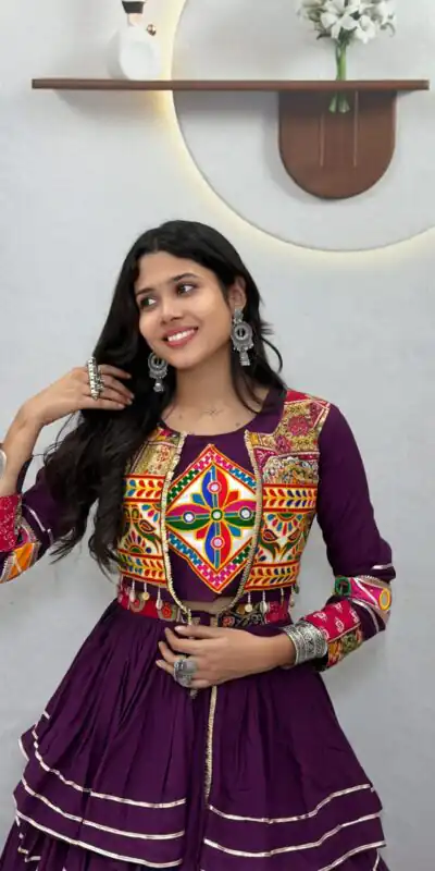 Ram 120 Wine in Pure Cotton Mirror Work & Gamthi Work Lehenga Choli . Exclusive Offer ₹3049. Delivery 4-6 Working Days. Shop now. | Bollywood Lehenga, Creative Lehenga, Designer Lehenga, Embroidered Lehenga, Lehenga, Party Wear Lehenga