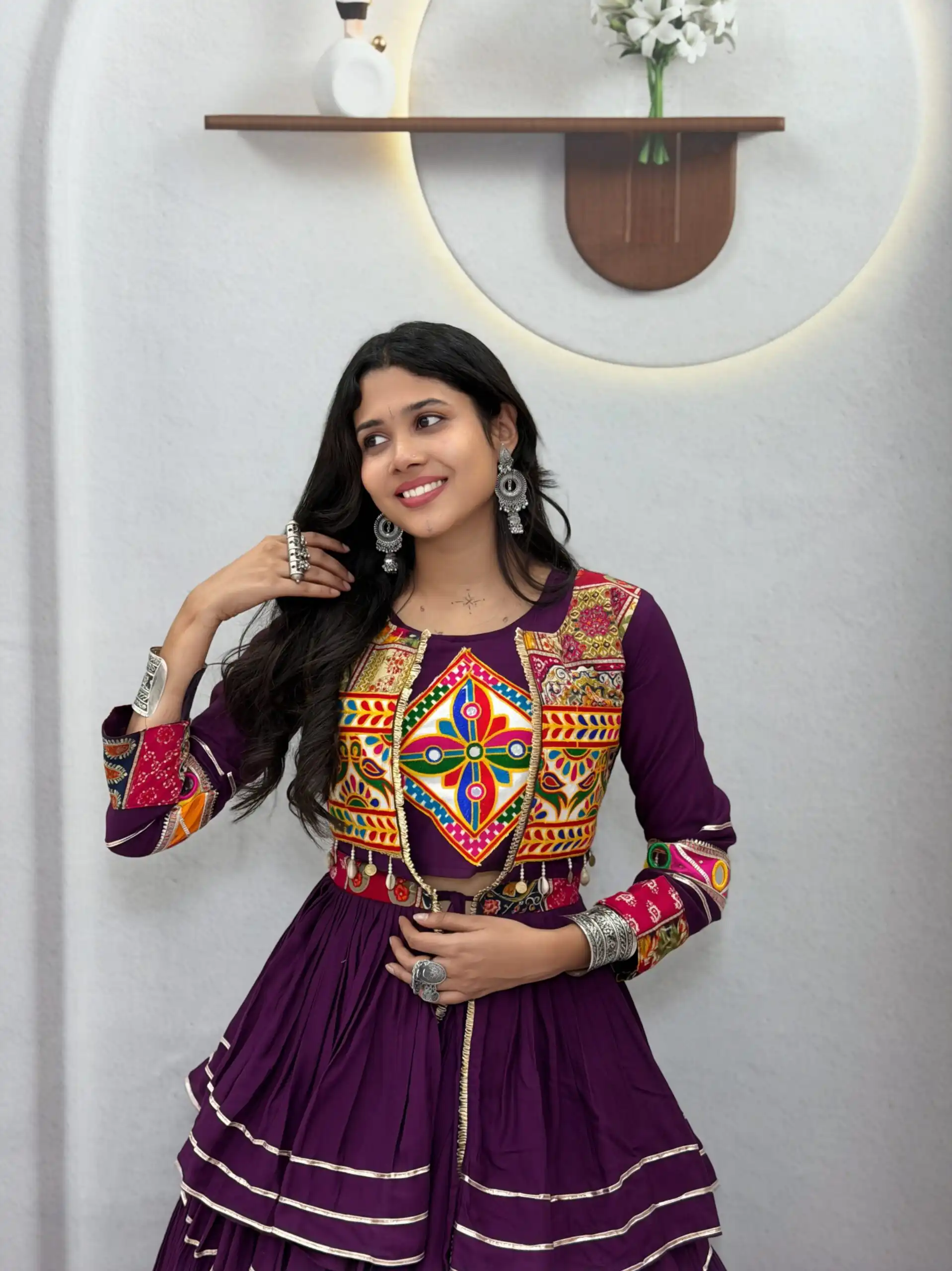 Ram 120 Wine in Pure Cotton Mirror Work & Gamthi Work Lehenga Choli . Exclusive Offer ₹3049. Delivery 4-6 Working Days. Shop now. | Bollywood Lehenga, Creative Lehenga, Designer Lehenga, Embroidered Lehenga, Lehenga, Party Wear Lehenga