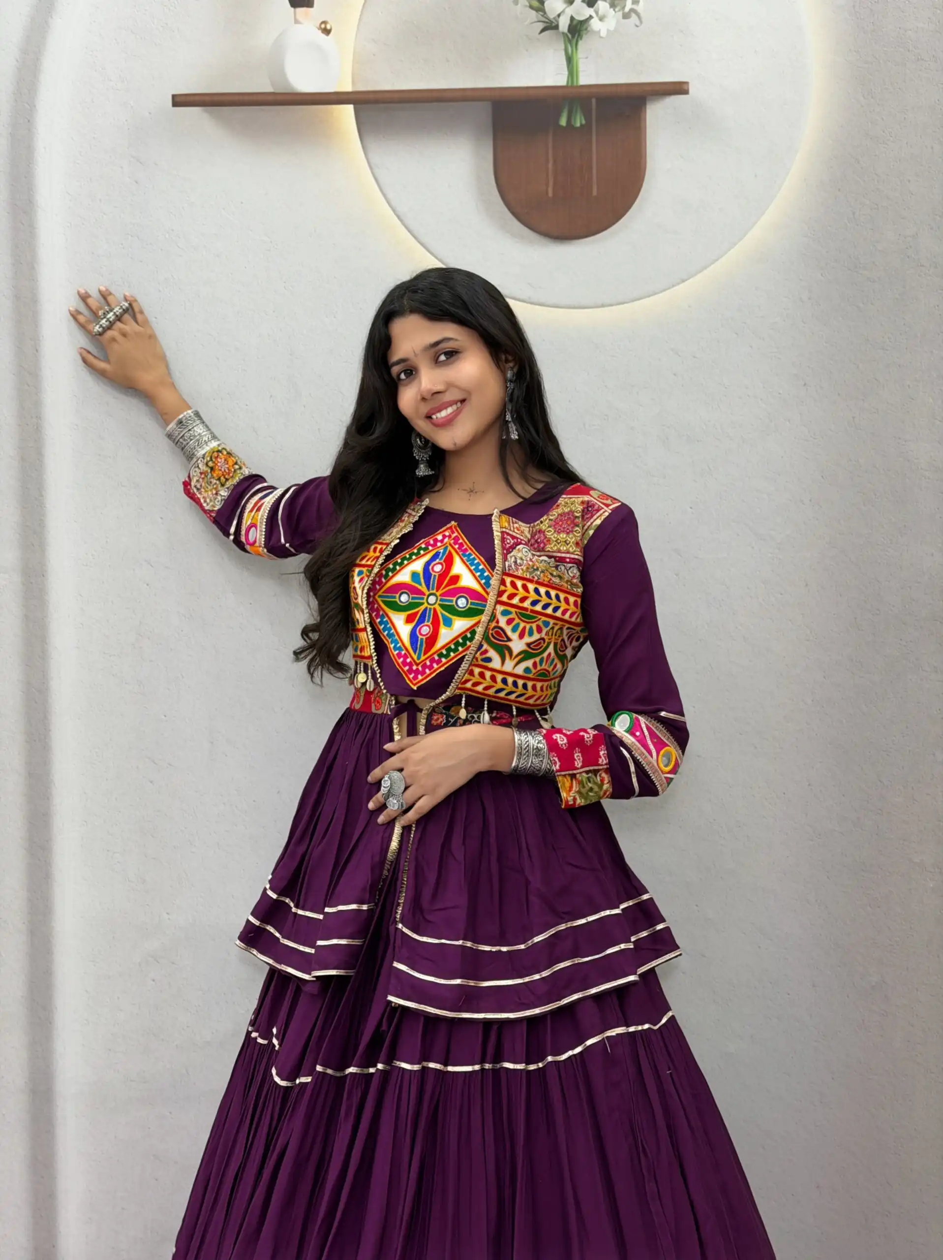 Ram 120 Wine in Pure Cotton Mirror Work & Gamthi Work Lehenga Choli . Exclusive Offer ₹3049. Delivery 4-6 Working Days. Shop now. | Bollywood Lehenga, Creative Lehenga, Designer Lehenga, Embroidered Lehenga, Lehenga, Party Wear Lehenga