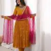 SRK 5313 Yellow in Faux Georgette Embroidery Work Salwar Suit . Available at ₹2099 only. Delivery 4-6 Working Days. Shop now. | Jump Suits, Straight Suits, Casual Suits, Creative suits, Designer Suits, Palazzo Suits, Party Wear Suits, Patiala Suits, Salwar suit