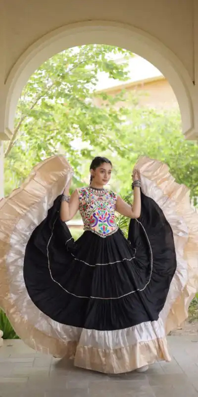 KA 5071 Black Rayon Embroidery Work & Cowrie Work Lehenga Choli . Grab it for ₹2849. Delivery 4-6 Working Days. Shop now. | Bollywood Lehenga, Creative Lehenga, Designer Lehenga, Embroidered Lehenga, Lehenga, Party Wear Lehenga