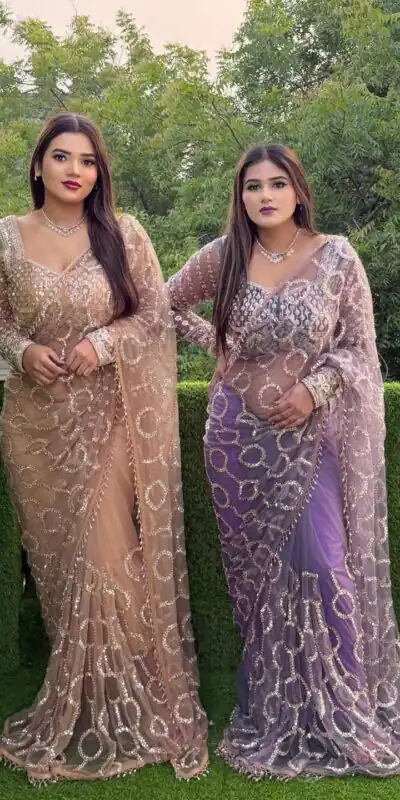 DF 3490 Lavender Color Butterfly Net Heavy Sequins Embroidery work Saree Casual, Wedding, Festive, Events . Expected Delivery 4-6 Working Days @1799/- only | Bollywood Sarees, Creative Sarees, Designer Sarees, Embroidered Sarees, Ethnic Saree, Modern Digital sarees, Party Wear Sarees, Sarees
