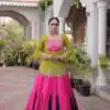 KA 5076 Mahendi Rayon Embroidery Work & Cowrie Work Lehenga Choli . Grab it for ₹2749. Delivery 4-6 Working Days. Shop now. | Bollywood Lehenga, Creative Lehenga, Designer Lehenga, Embroidered Lehenga, Lehenga, Party Wear Lehenga
