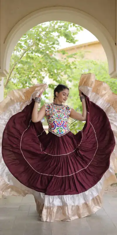 KA 5071 Maroon Rayon Embroidery Work & Cowrie Work Lehenga Choli . Grab it for ₹2849. Delivery 4-6 Working Days. Shop now. | Bollywood Lehenga, Creative Lehenga, Designer Lehenga, Embroidered Lehenga, Lehenga, Party Wear Lehenga