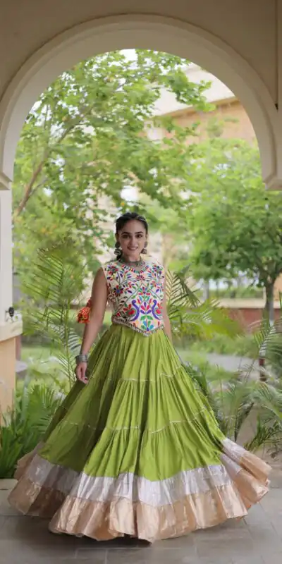 KA 5071 Pista Rayon Embroidery Work & Cowrie Work Lehenga Choli . Grab it for ₹2849. Delivery 4-6 Working Days. Shop now. | Bollywood Lehenga, Creative Lehenga, Designer Lehenga, Embroidered Lehenga, Lehenga, Party Wear Lehenga