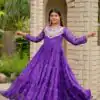Ram 130 Purple in Colour Faux Georgette Bandhani Print Work Gown. Available at ₹1749 only. Delivery 4-6 Working Days. Shop now. | Bollywood Gowns, Creative Gowns, Designer Gowns, Embroidered Gowns, Gowns, Party Wear Gowns