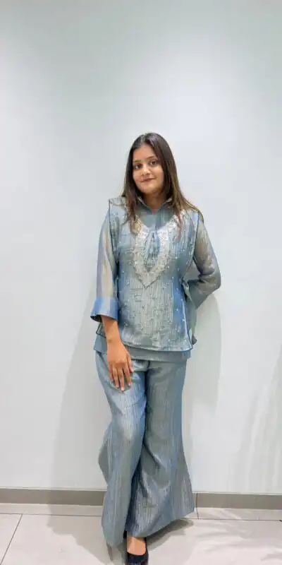 BE 493 Blue Colour | Brown Salsa Silk Kurti with Hand Work. Get it for ₹2199. Delivery 4-6 Working Days. Online Shop now. | Bollywood Kurti, Creative Kurtis, Designer Kurti, Kurti, Party Wear Kurti, Selfie Kurti