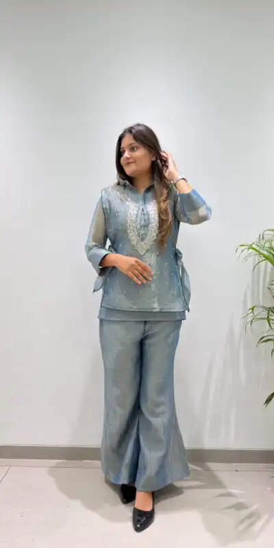 BE 493 Blue Colour | Brown Salsa Silk Kurti with Hand Work. Get it for ₹2199. Delivery 4-6 Working Days. Online Shop now. | Bollywood Kurti, Creative Kurtis, Designer Kurti, Kurti, Party Wear Kurti, Selfie Kurti
