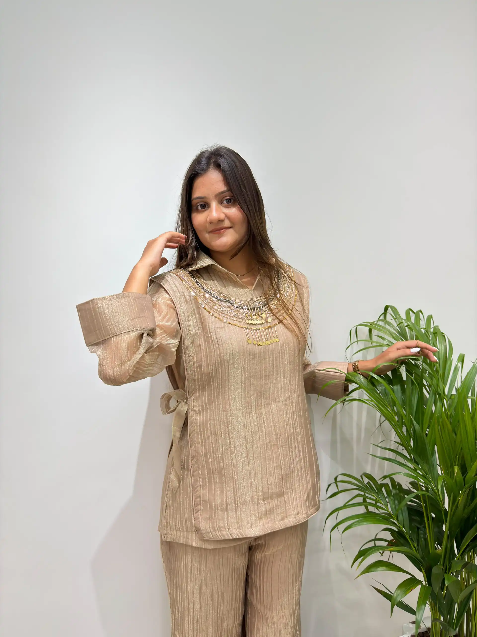 BE 484 Chiku Colour | Brown Salsa Silk Kurti with Hand Work. Get it for ₹2199. Delivery 4-6 Working Days. Online Shop now. | Bollywood Kurti, Creative Kurtis, Designer Kurti, Kurti, Party Wear Kurti, Selfie Kurti