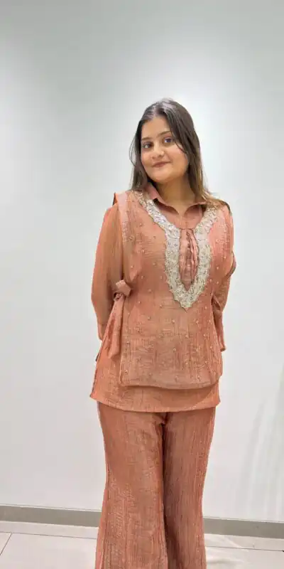 BE 493 Rust Colour | Brown Salsa Silk Kurti with Hand Work. Get it for ₹2199. Delivery 4-6 Working Days. Online Shop now. | Bollywood Kurti, Creative Kurtis, Designer Kurti, Kurti, Party Wear Kurti, Selfie Kurti