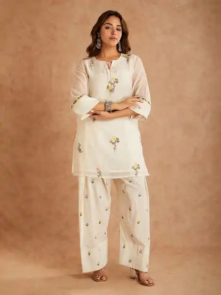 Fancy White Cotton Silk Digital Print Work Salwar Suit - Image 7