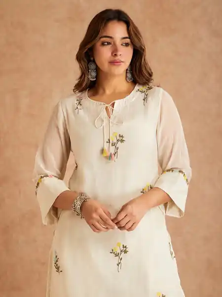 Fancy White Cotton Silk Digital Print Work Salwar Suit - Image 2