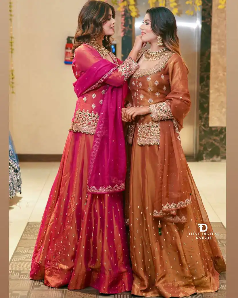 Trendy Pink Simmer Silk Sequins Work Lehenga Choli - Image 3