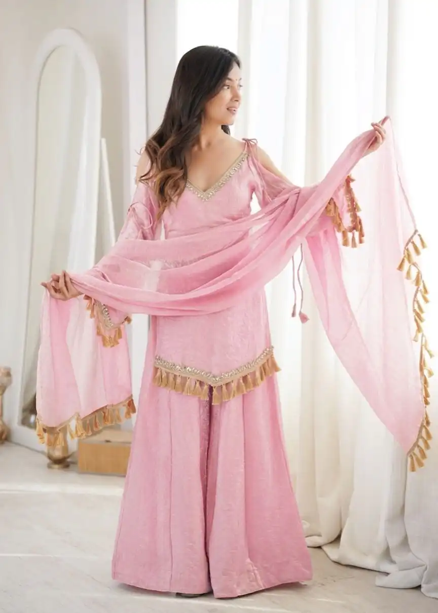 Pretty Pink Doremon Crush Mirror Work Salwar Suit - Image 6