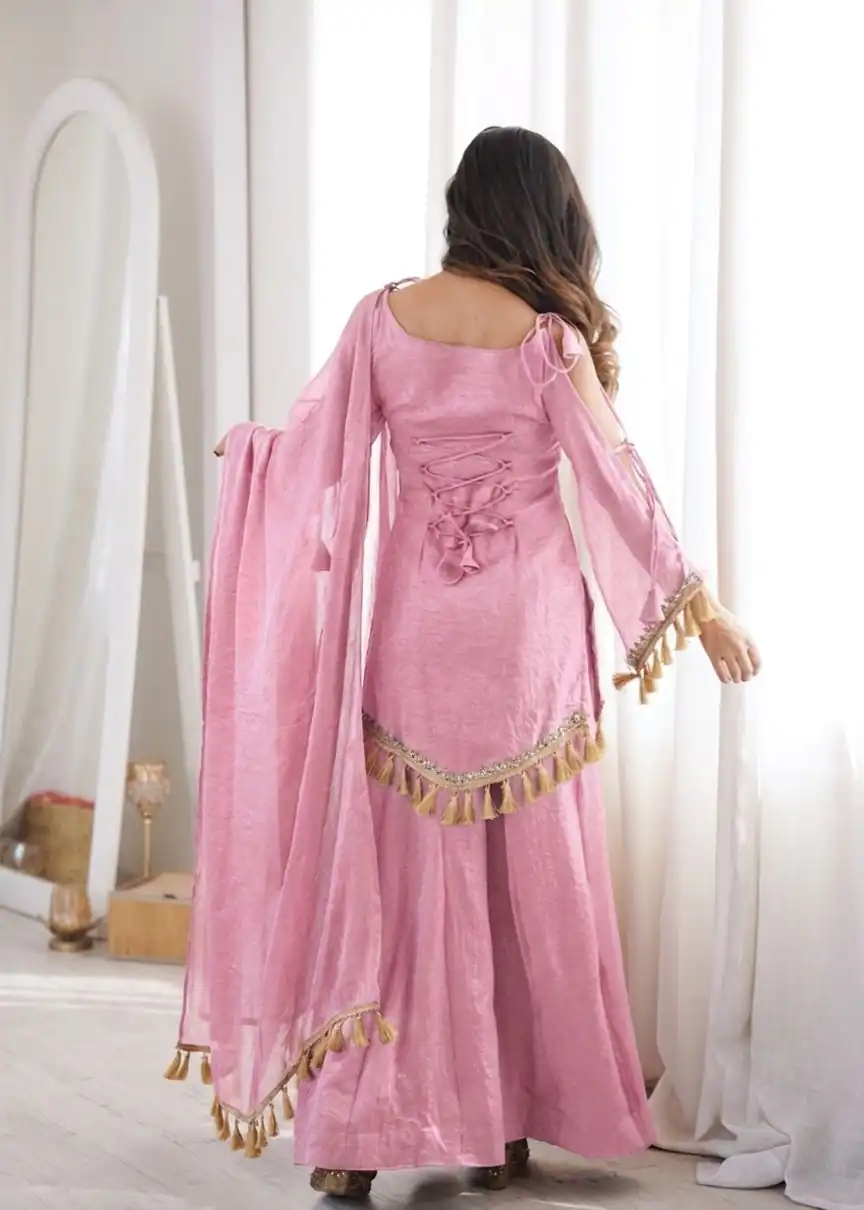 Pretty Pink Doremon Crush Mirror Work Salwar Suit - Image 2