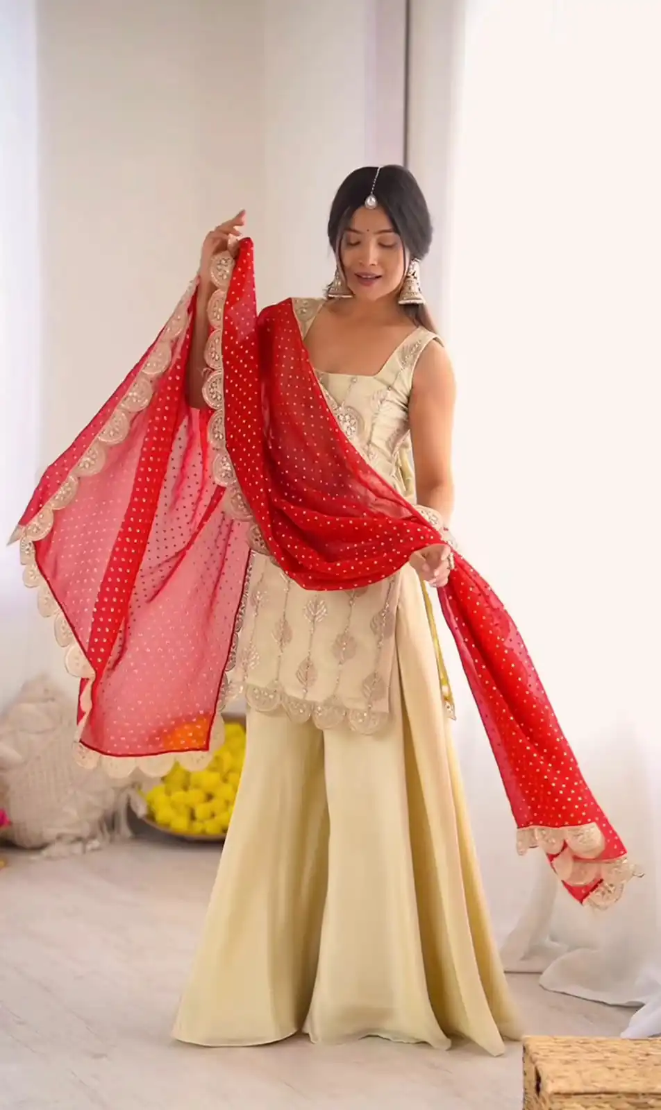 Shiny Off White Natural Crepe Sequence Work Salwar Suit - Image 4