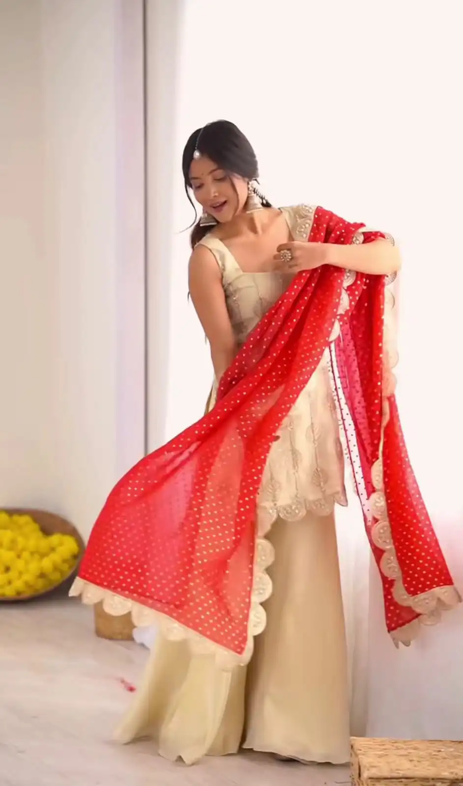 Shiny Off White Natural Crepe Sequence Work Salwar Suit