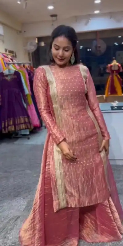 Alternative view of Shiny Peach Salsa Fancy Lace Work Lehenga Choli