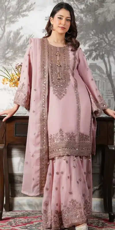 Alternative view of Super Pink Fendy Silk Sequins Work Salwar Suit
