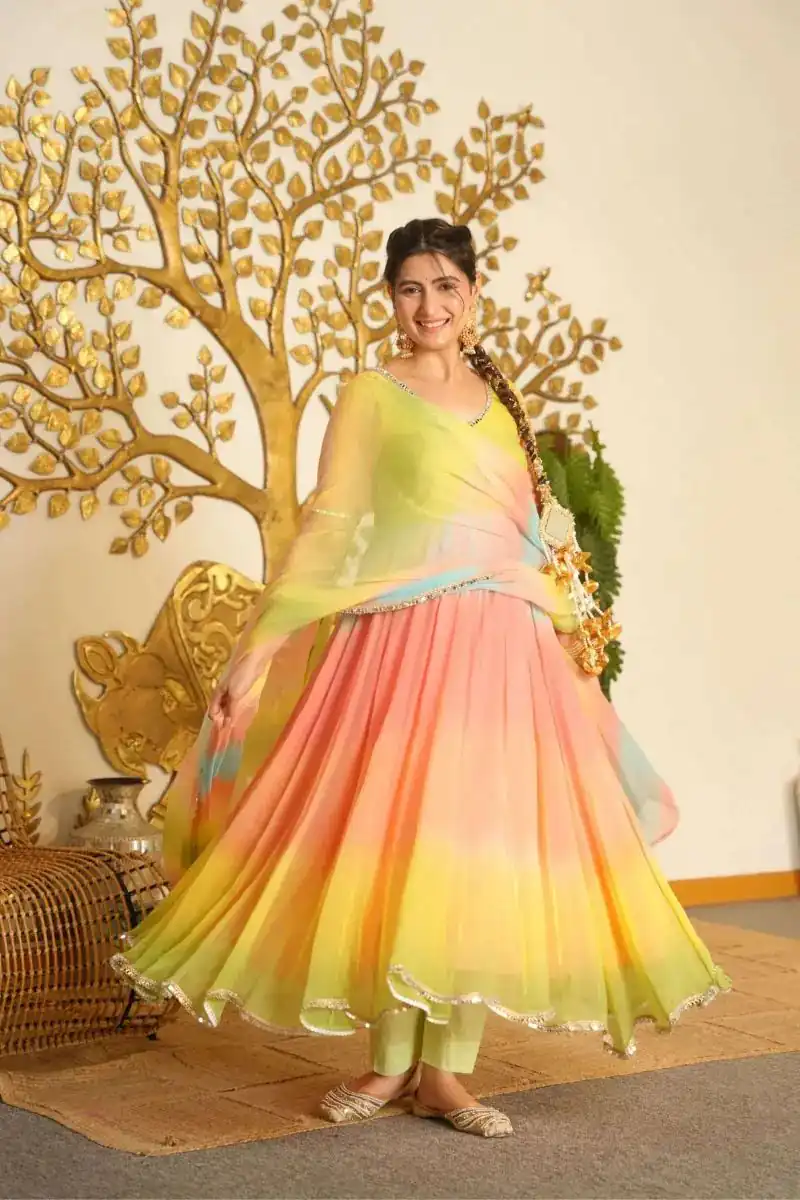 Trendy Multi Faux Georgette Digital Print Work Anarkali Suit - Image 5