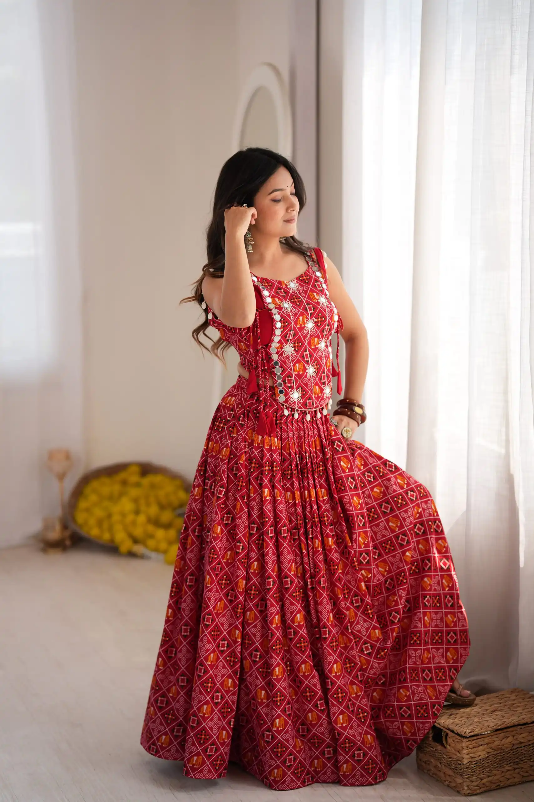 Trendy Red Rayon Digital Print Work Lehenga Choli - Image 5