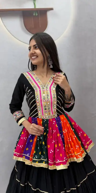 PC 600 Black in Pure Cotton Mirror Work & Gamthi Work Lehenga Choli . Exclusive Offer ₹3049. Delivery 4-6 Working Days. Shop now. | Bollywood Lehenga, Creative Lehenga, Designer Lehenga, Embroidered Lehenga, Lehenga, Party Wear Lehenga