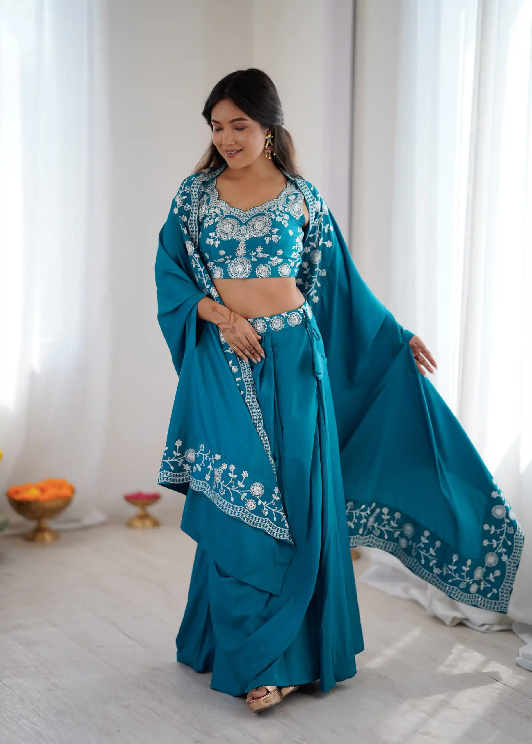 SP 73 Teal French Crep Silk Salwar Suit Perfect for Wedding, Party, Engagement, Baisakhi, Pongal – . Special Price ₹2149. Delivery 4-6 Working Days | Jump Suits, Straight Suits, Casual Suits, Creative suits, Designer Suits, Palazzo Suits, Party Wear Suits, Patiala Suits, Salwar suit