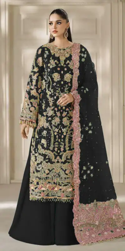 FC 1231 Black Chiffon Salwar Suit with Embroidery Work & Sequins Work. Introductory Price ₹2949. Delivery 4-6 Working Days. Shop now. | Jump Suits, Straight Suits, Casual Suits, Creative suits, Designer Suits, Palazzo Suits, Party Wear Suits, Patiala Suits, Salwar suit