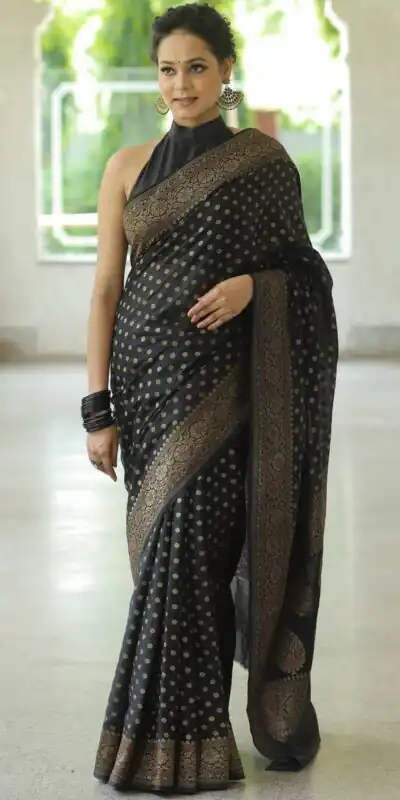 KPR 233 Black in Soft Lichi Silk Lace Border & Lace Work Saree . Available at ₹1549 only. Delivery 4-6 Working Days. Shop now. | Bollywood Sarees, Creative Sarees, Designer Sarees, Embroidered Sarees, Ethnic Saree, Modern Digital sarees, Party Wear Sarees, Sarees