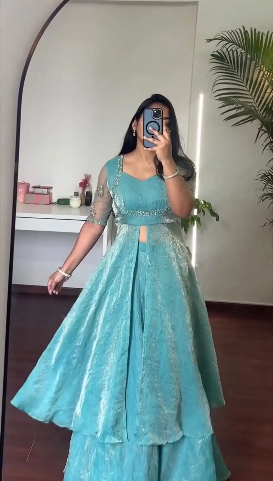KD 1645 Blue Fendy Silk Gown with Embroidery Work & Sequins Work. Special Price ₹2399. Delivery 4-6 Working Days. Shop now. | Bollywood Gowns, Creative Gowns, Designer Gowns, Embroidered Gowns, Gowns, Party Wear Gowns