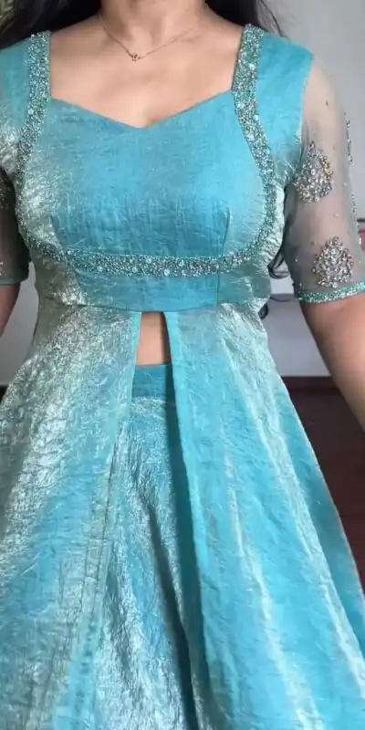 KD 1645 Blue Fendy Silk Gown with Embroidery Work & Sequins Work. Special Price ₹2399. Delivery 4-6 Working Days. Shop now. | Bollywood Gowns, Creative Gowns, Designer Gowns, Embroidered Gowns, Gowns, Party Wear Gowns