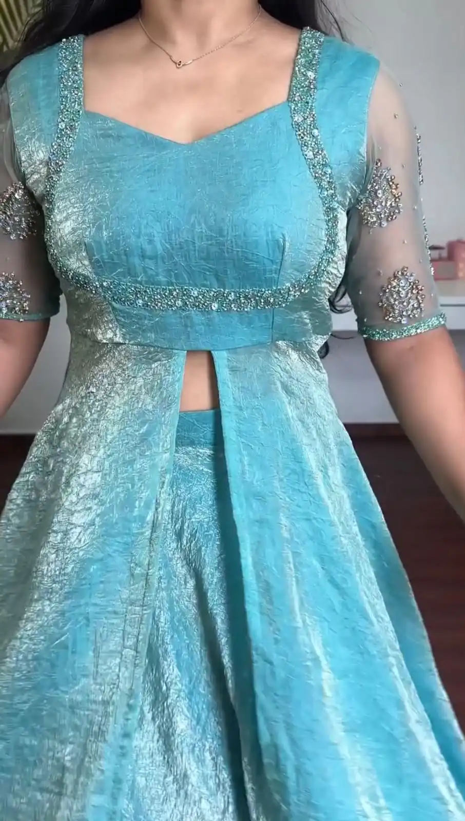 KD 1645 Blue Fendy Silk Gown with Embroidery Work & Sequins Work. Special Price ₹2399. Delivery 4-6 Working Days. Shop now. | Bollywood Gowns, Creative Gowns, Designer Gowns, Embroidered Gowns, Gowns, Party Wear Gowns