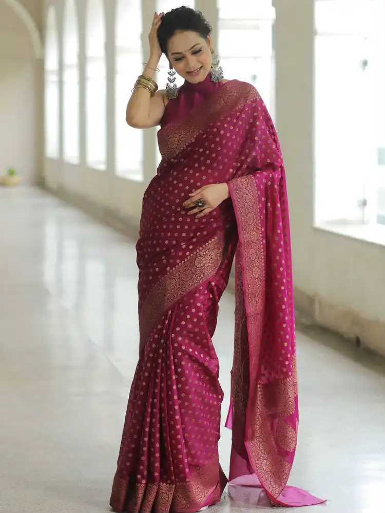 KPR 233 Dark Pink in Soft Lichi Silk Lace Border & Lace Work Saree . Available at ₹1549 only. Delivery 4-6 Working Days. Shop now. | Bollywood Sarees, Creative Sarees, Designer Sarees, Embroidered Sarees, Ethnic Saree, Modern Digital sarees, Party Wear Sarees, Sarees