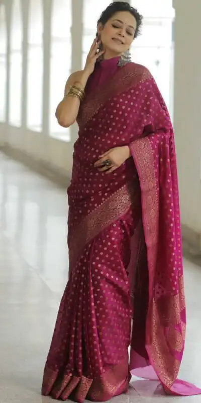 KPR 233 Dark Pink in Soft Lichi Silk Lace Border & Lace Work Saree . Available at ₹1549 only. Delivery 4-6 Working Days. Shop now. | Bollywood Sarees, Creative Sarees, Designer Sarees, Embroidered Sarees, Ethnic Saree, Modern Digital sarees, Party Wear Sarees, Sarees