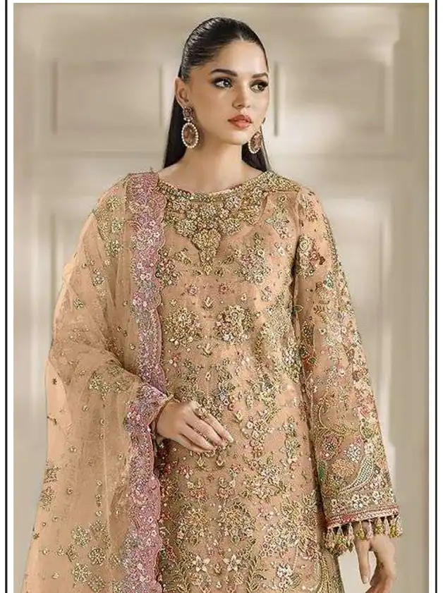 FC 1231 Peach Chiffon Salwar Suit with Embroidery Work & Sequins Work. Introductory Price ₹2949. Delivery 4-6 Working Days. Shop now. | Jump Suits, Straight Suits, Casual Suits, Creative suits, Designer Suits, Palazzo Suits, Party Wear Suits, Patiala Suits, Salwar suit