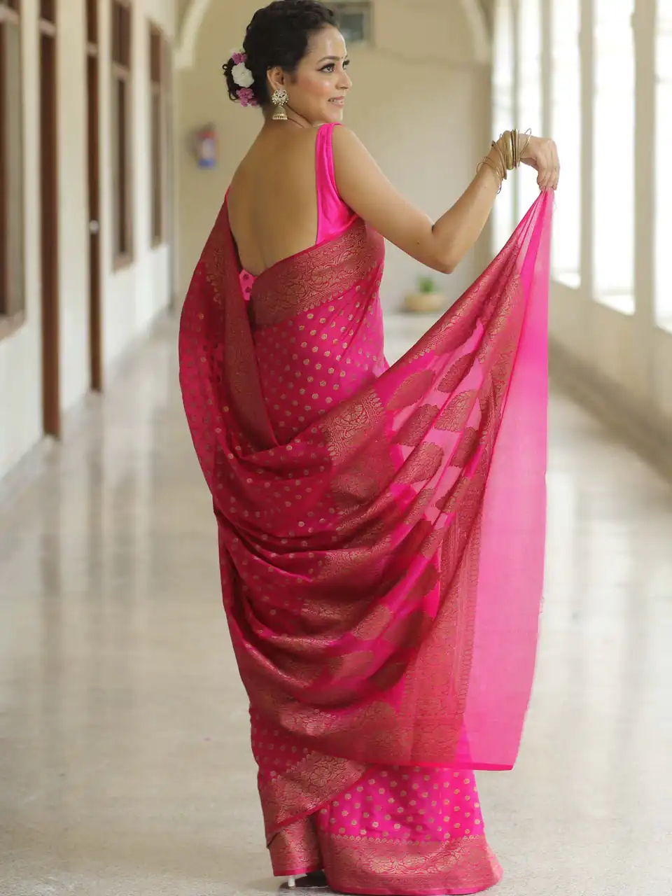 KPR 233 Pink in Soft Lichi Silk Lace Border & Lace Work Saree . Available at ₹1549 only. Delivery 4-6 Working Days. Shop now. | Bollywood Sarees, Creative Sarees, Designer Sarees, Embroidered Sarees, Ethnic Saree, Modern Digital sarees, Party Wear Sarees, Sarees