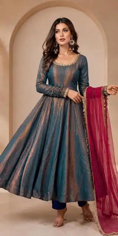 ZD 1002 Teal Fendy Silk Gown with Embroidery Work & Sequins Work. Special Price ₹2199. Delivery 4-6 Working Days. Shop now. | Bollywood Gowns, Creative Gowns, Designer Gowns, Embroidered Gowns, Gowns, Party Wear Gowns