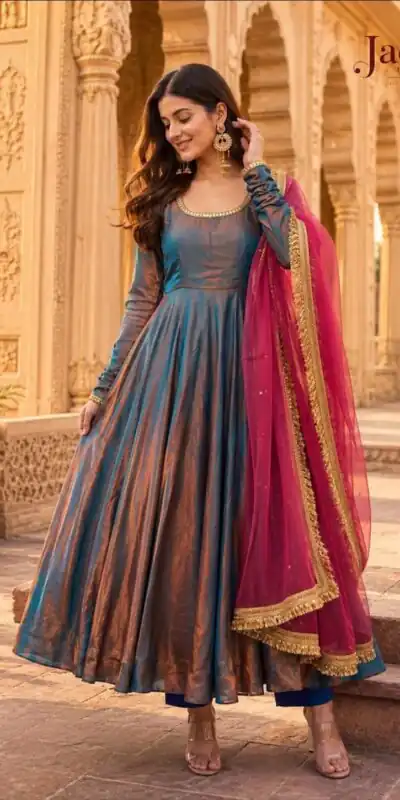 ZD 1002 Teal Fendy Silk Gown with Embroidery Work & Sequins Work. Special Price ₹2199. Delivery 4-6 Working Days. Shop now. | Bollywood Gowns, Creative Gowns, Designer Gowns, Embroidered Gowns, Gowns, Party Wear Gowns