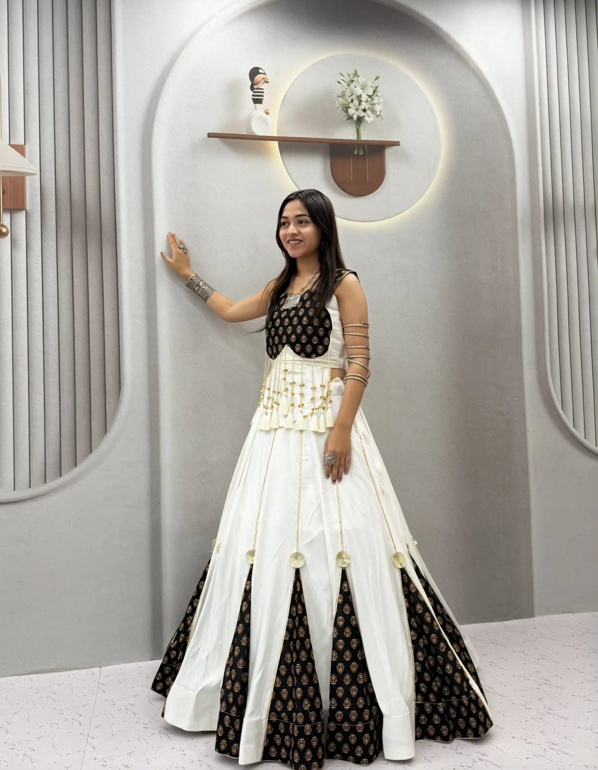 Ram 192 White in Pure Cotton Mirror Work & Gamthi Work Lehenga Choli . Exclusive Offer ₹2849. Delivery 4-6 Working Days. Shop now. | Bollywood Lehenga, Creative Lehenga, Designer Lehenga, Embroidered Lehenga, Lehenga, Party Wear Lehenga