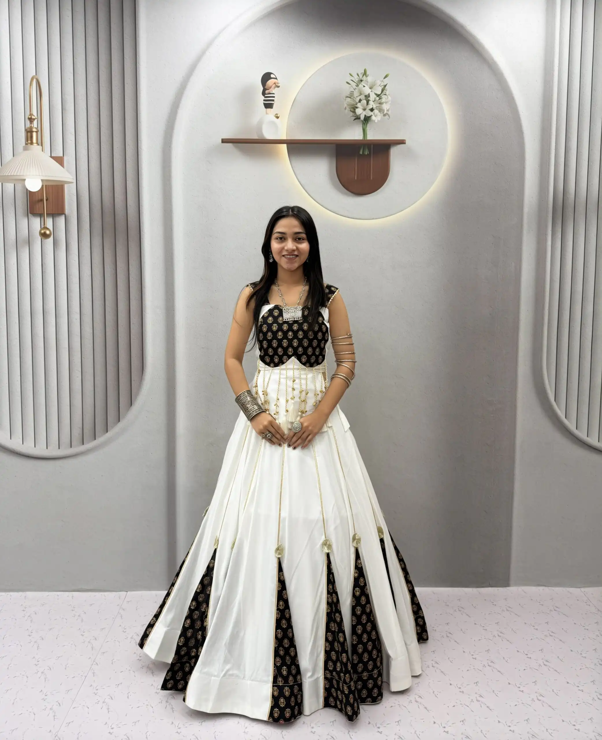 Ram 192 White in Pure Cotton Mirror Work & Gamthi Work Lehenga Choli . Exclusive Offer ₹2849. Delivery 4-6 Working Days. Shop now. | Bollywood Lehenga, Creative Lehenga, Designer Lehenga, Embroidered Lehenga, Lehenga, Party Wear Lehenga