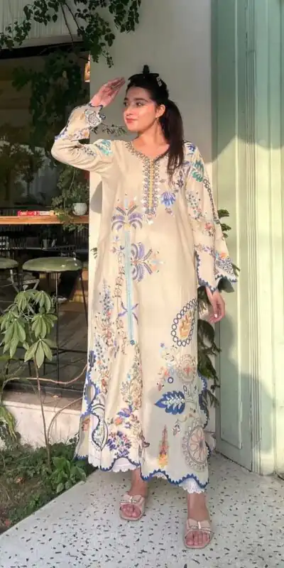 LG 2143 White Star Silk Salwar Suit with Embroidery Work & Sequins Work. Festive Deal ₹2399. Delivery 4-6 Working Days. Shop now. | Jump Suits, Straight Suits, Casual Suits, Creative suits, Designer Suits, Palazzo Suits, Party Wear Suits, Patiala Suits, Salwar suit