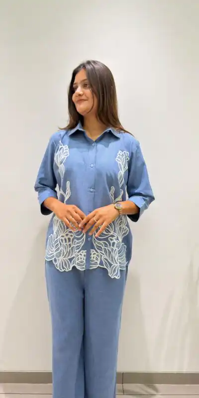 BE 496 Blue in Cotton Denim Embroidery Work & Sequins Work Kurti . Grab it for ₹1949. Delivery 4-6 Working Days. Shop now. | Bollywood Kurti, Creative Kurtis, Designer Kurti, Kurti, Party Wear Kurti, Selfie Kurti