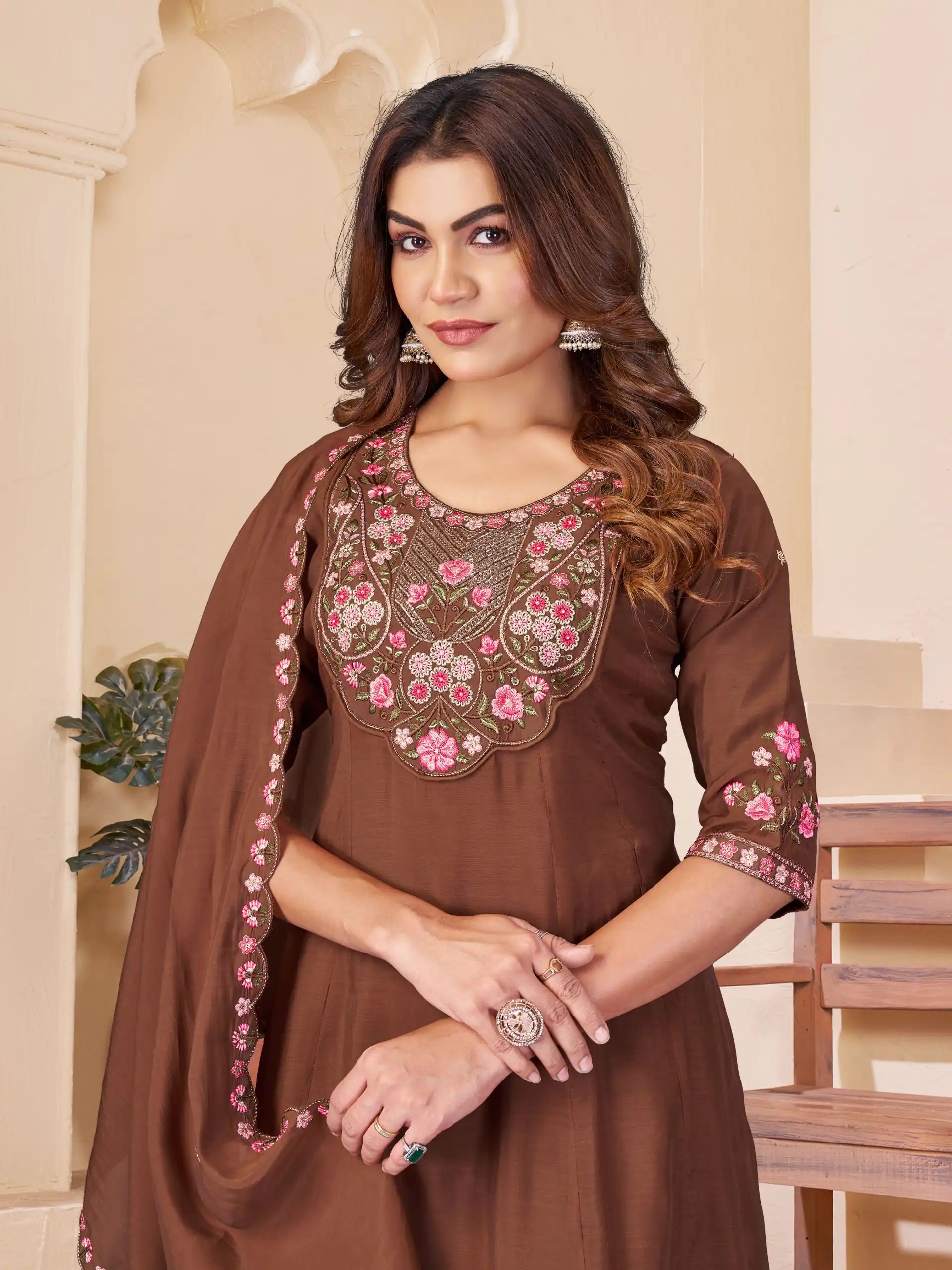 DIVA 172 Brown Mal Chanderi Salwar Suit Perfect for Wedding, Party, Baisakhi, Housewarming, Sangeet – Introductory Price ₹2799. Delivery 4-6 Working D | Jump Suits, Straight Suits, Casual Suits, Creative suits, Designer Suits, Palazzo Suits, Party Wear Suits, Patiala Suits, Salwar suit